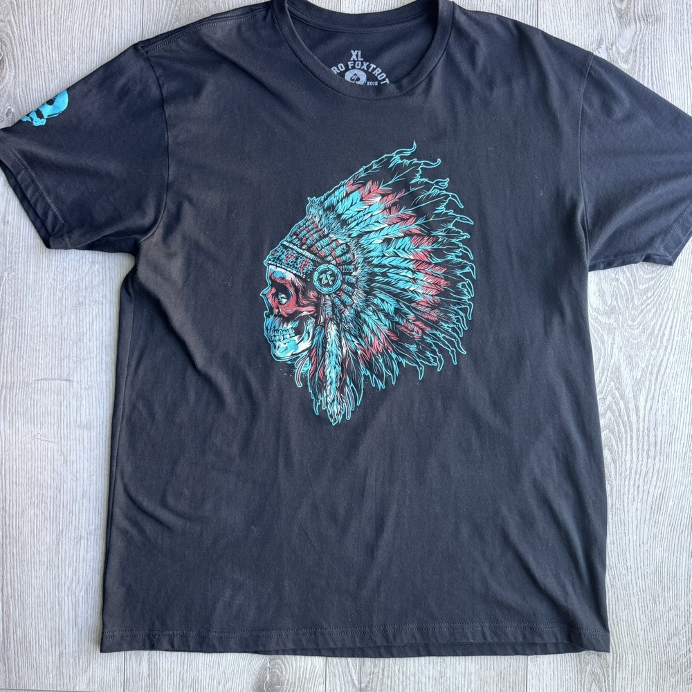 Zero Foxtrot Shirt Mens black "Native Chief Battle Head" USA Made Tee